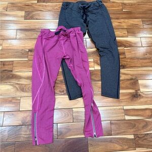 Title Nine and MPG Pink and Black Herringbone Leggings- TWO LEGGINGS